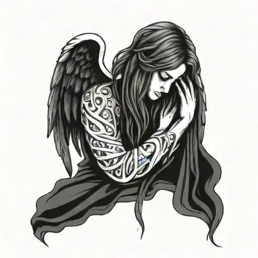 angel of grief tattoo design idea