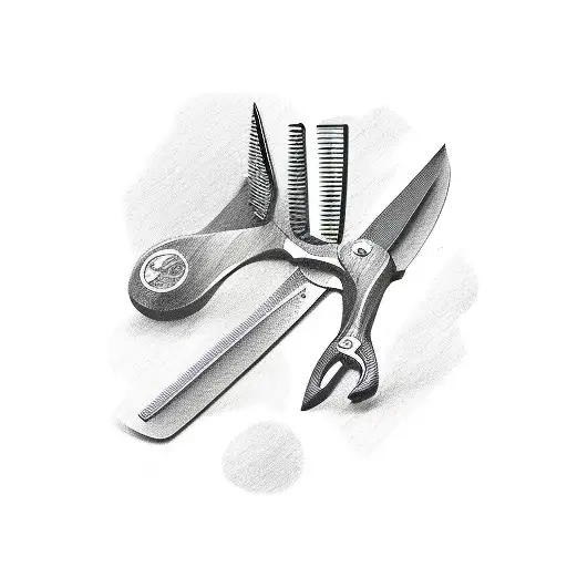 barber blade scissors and haircut clippers  tattoo design idea