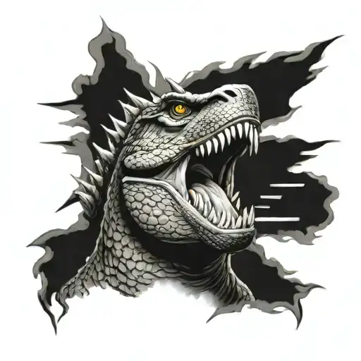realistic high quality no flaws Godzilla tattoo design  tattoo design idea