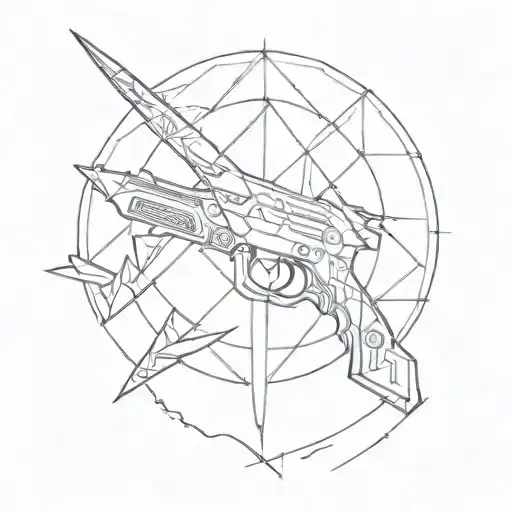 Intricate geometric design featuring Starscourge Radahn's signature weapon tattoo design idea