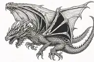 smaug the dragon flying tattoo design idea
