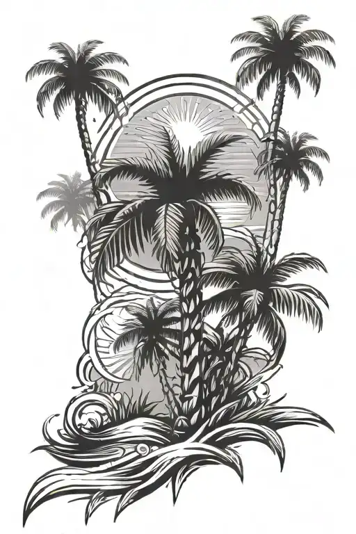 Palm tree and 2002 year  tattoo design idea
