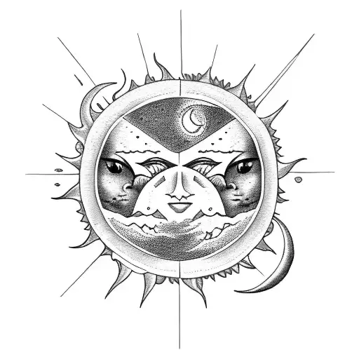 Sun and Moon tattoo design idea