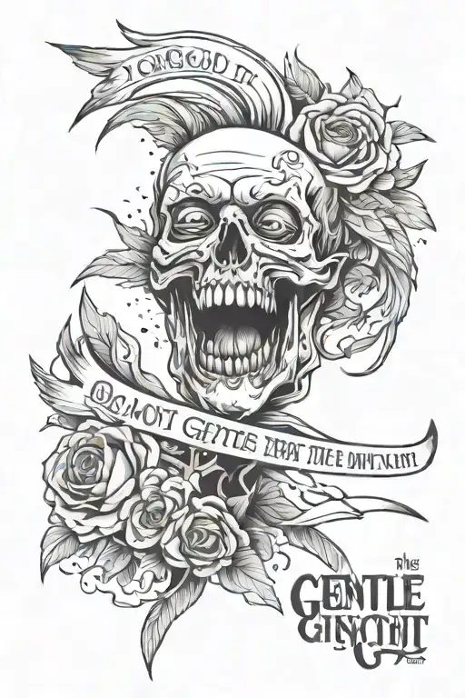 Skin slash with text Do not go gentle into that good night. Rage Rage against the dying of the light tattoo design idea