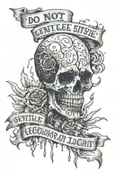 Skin slash with text Do not go gentle into that good night. Rage Rage against the dying of the light tattoo design idea