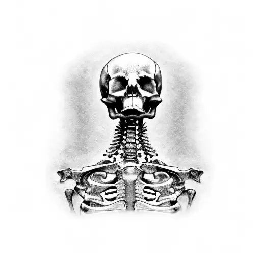 Steampunk-inspired spinal skeleton tattoo design idea