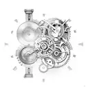 Steampunk-inspired clockwork gears skeleton tattoo design idea