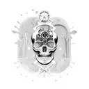 Steampunk-inspired clockwork gears skeleton tattoo design idea