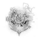 Steampunk-inspired clockwork gears skeleton tattoo design idea