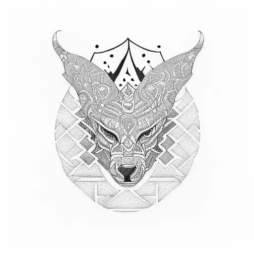 A tribal-inspired sleeve tattoo featuring intricate geometric patterns and symbols that represent strength and resilience. The design incorporates elements of nature, such as mountains and trees, to symbolize growth and grounding. tattoo design idea