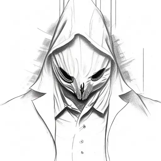 A sketch style tattoo of a ghostface with a mysterious aura tattoo design idea