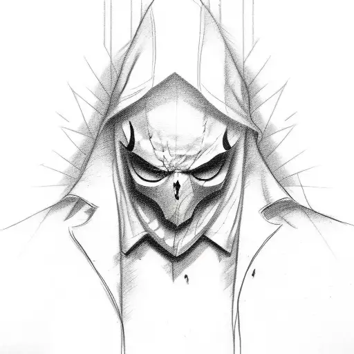 A sketch style tattoo of a ghostface with a mysterious aura tattoo design idea