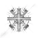 Christian Cross with clouds and scripture  tattoo design idea