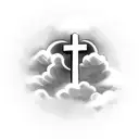 Christian Cross with clouds and scripture  tattoo design idea