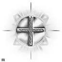 Christian Cross with clouds and scripture  tattoo design idea