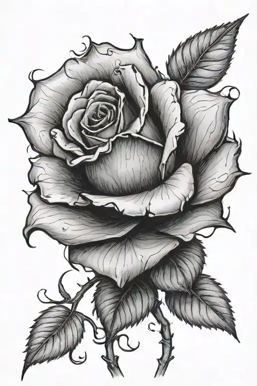 dead wilted rose simple with stem small more simple  tattoo design idea