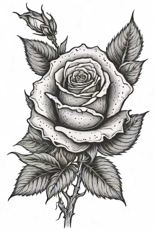 dead wilted rose simple with stem tattoo design idea