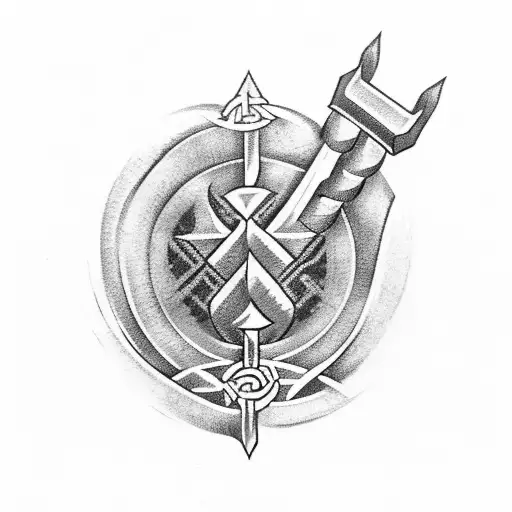 thors hammer nordic germanic tattoo design idea