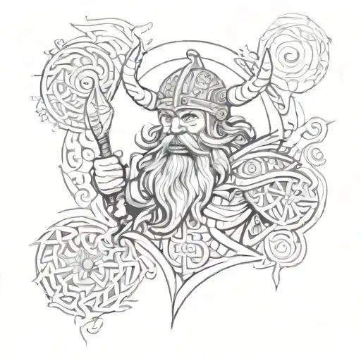 A screaming viking warrior with a mandala pattern as a backdrop, incorporating negative space elements tattoo design idea