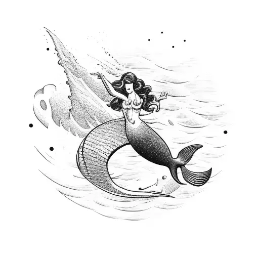 A vintage sailor diving into the sea with a mermaid tattoo design idea