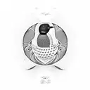 loon bird with reflection lines, very intricate with patterns.    tattoo design idea