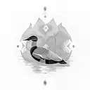 loon bird with reflection lines, very intricate with patterns.    tattoo design idea