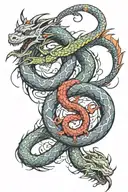 snake and dragon intertwined tattoo design idea