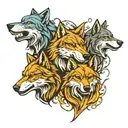 three badass wolves tattoo design idea