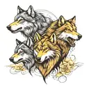 three badass wolves tattoo design idea