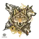 three badass wolves tattoo design idea