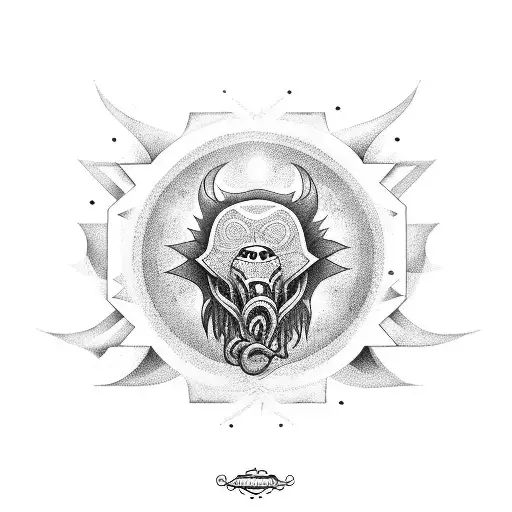 Drangon con cuerpo un sol y la letra b tattoo design idea