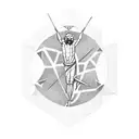 A minimalist geometric design incorporating elements of Saint Sebastian's story tattoo design idea