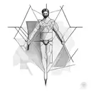 A minimalist geometric design incorporating elements of Saint Sebastian's story tattoo design idea