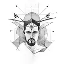 A minimalist geometric design incorporating elements of Saint Sebastian's story tattoo design idea