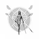 A minimalist geometric design incorporating elements of Saint Sebastian's story tattoo design idea