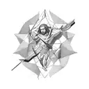 A minimalist geometric design incorporating elements of Saint Sebastian's story tattoo design idea