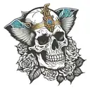Pharaoh skull surrounded tattoo design idea