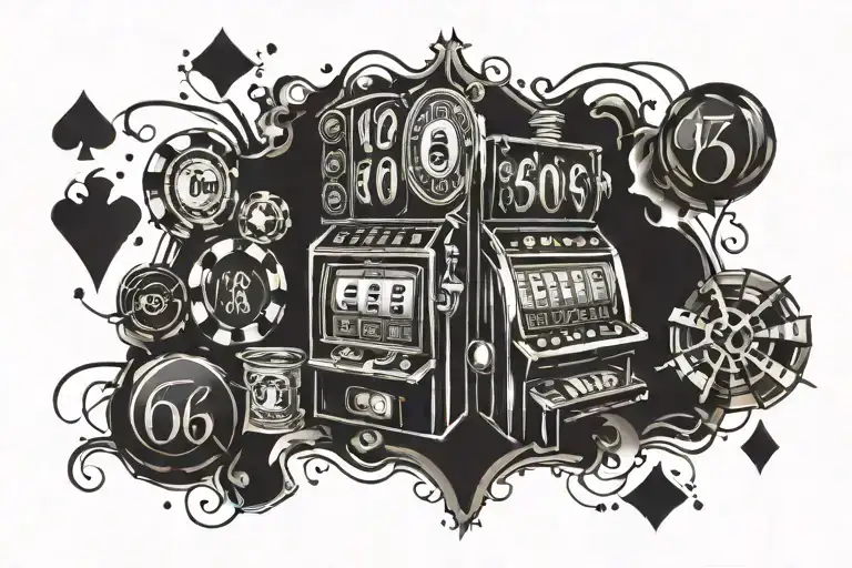 696 casino slot machine tattoo design idea
