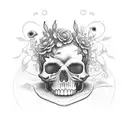 phrase "memento mori", a candle burning with flowers as a base. tattoo design idea