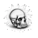 phrase "memento mori", a candle burning with flowers as a base. tattoo design idea