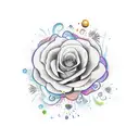 mar, cogumelos e flores tattoo design idea