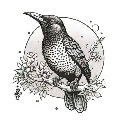tui singing in full moon tattoo design idea
