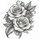 Burning roses tattoo design idea