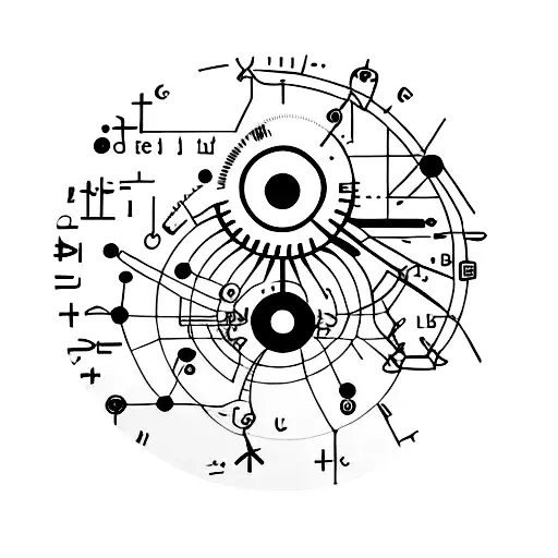 A mix of scientific formulas and typewriter keys forming a unique pattern tattoo design idea
