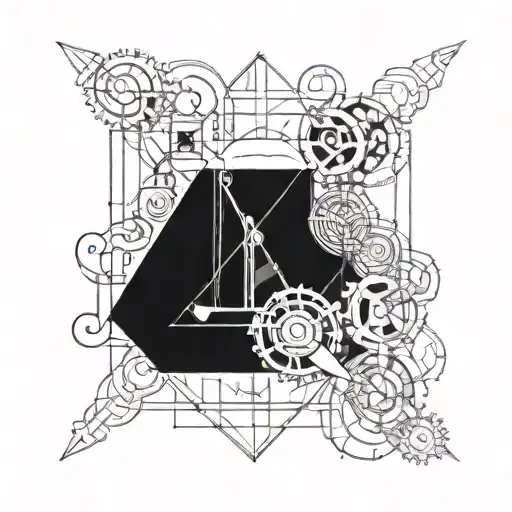 A tattoo design combining a blueprint of a sophisticated engineering project with elements representing Ataxia, such as shaky lines or uneven shapes tattoo design idea