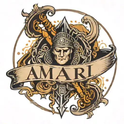 For a warrior-themed tattoo featuring the name "Amari," consider the following design elements:  Font Style: Use a bold, tattoo design idea