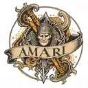 For a warrior-themed tattoo featuring the name "Amari," consider the following design elements:  Font Style: Use a bold, tattoo design idea