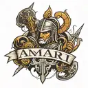 For a warrior-themed tattoo featuring the name "Amari," consider the following design elements:  Font Style: Use a bold, tattoo design idea