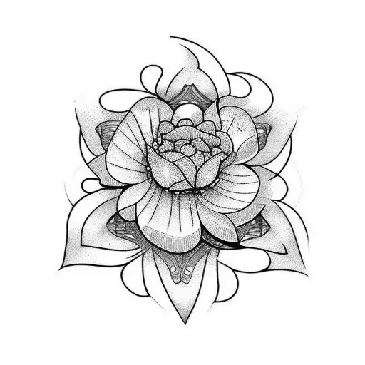 A black tattoo of a flower with the numbers 11:1 1 tattoo design idea
