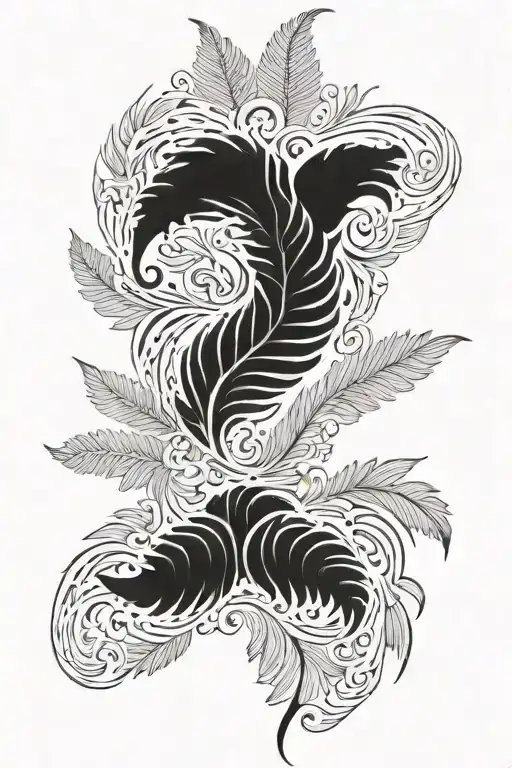 silver fern patterns surrounding tattoo design idea